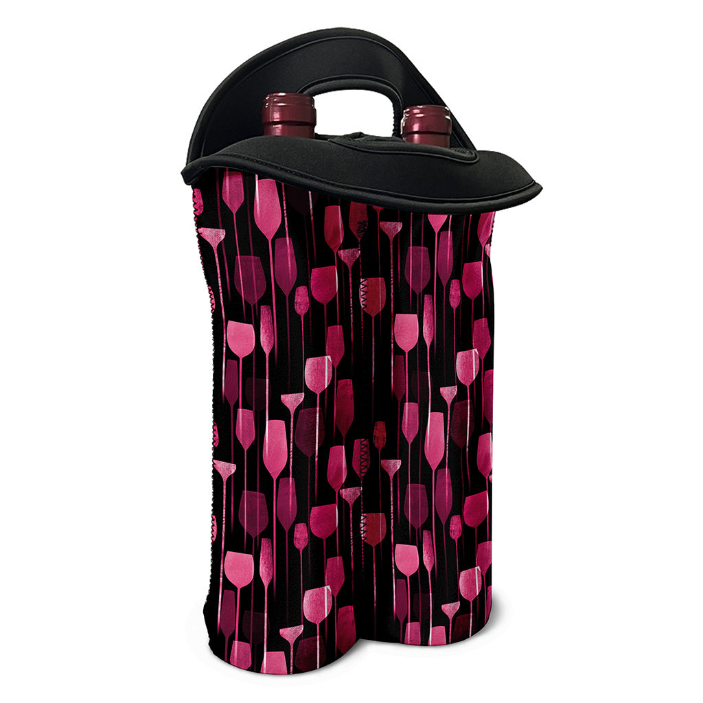 Glasses Of Wine Print Double Neoprene Wine Tote