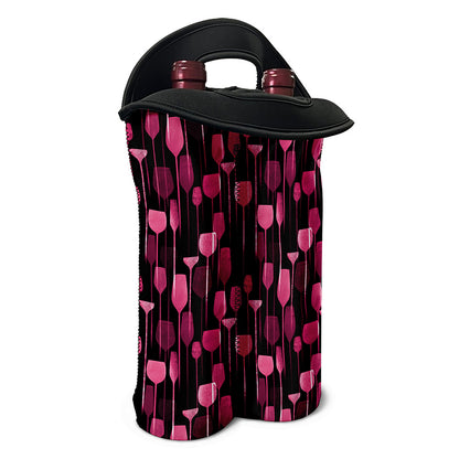 Glasses Of Wine Print Double Neoprene Wine Tote