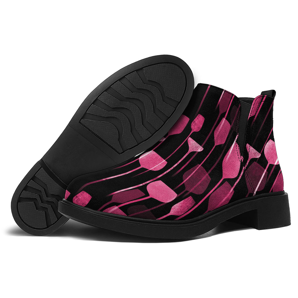 Glasses Of Wine Print Flat Ankle Boots