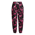 Glasses Of Wine Print Fleece Lined Knit Pants