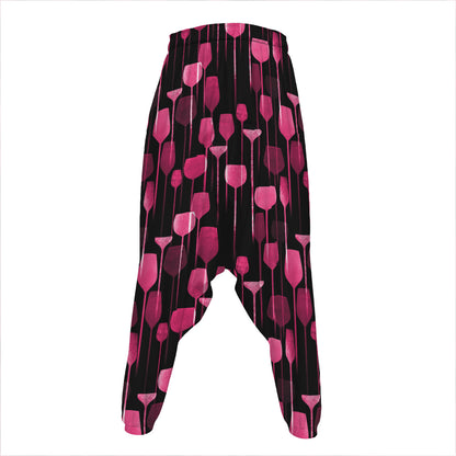Glasses Of Wine Print Hammer Pants