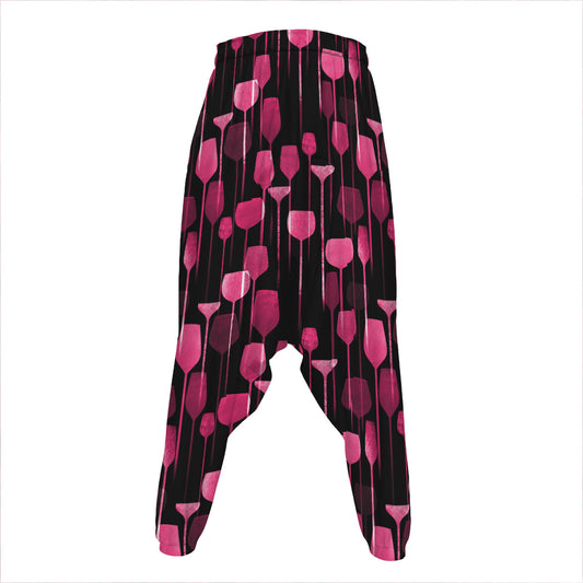 Glasses Of Wine Print Hammer Pants