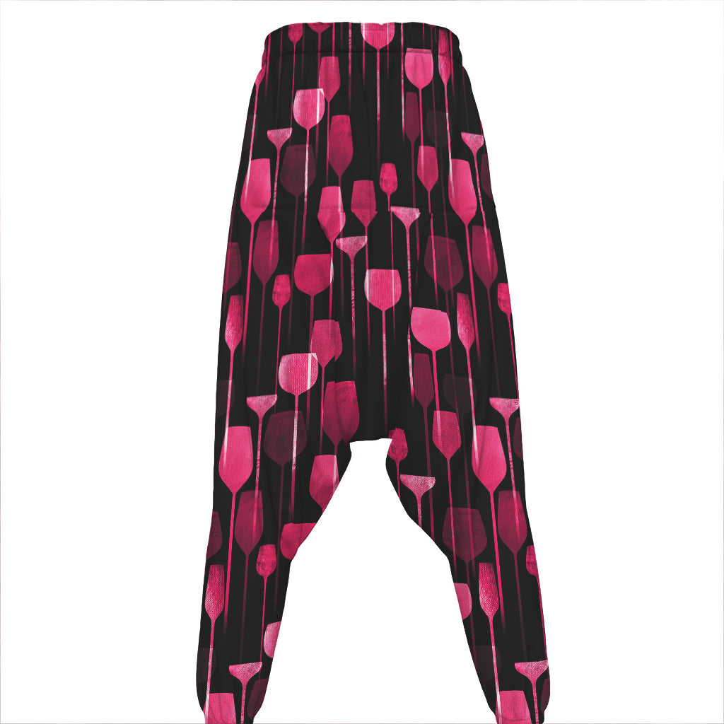 Glasses Of Wine Print Hammer Pants