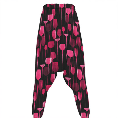 Glasses Of Wine Print Hammer Pants