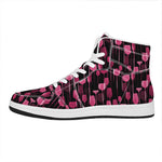 Glasses Of Wine Print High Top Leather Sneakers