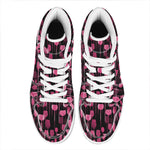 Glasses Of Wine Print High Top Leather Sneakers