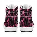 Glasses Of Wine Print High Top Leather Sneakers