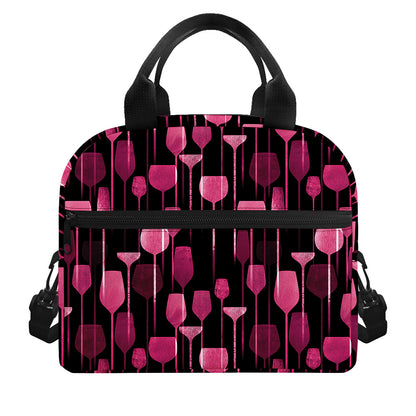 Glasses Of Wine Print Insulated Lunch Bag
