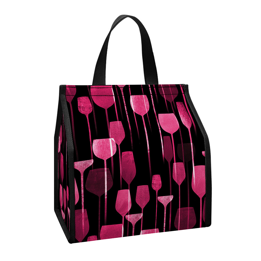 Glasses Of Wine Print Insulated Lunch Tote