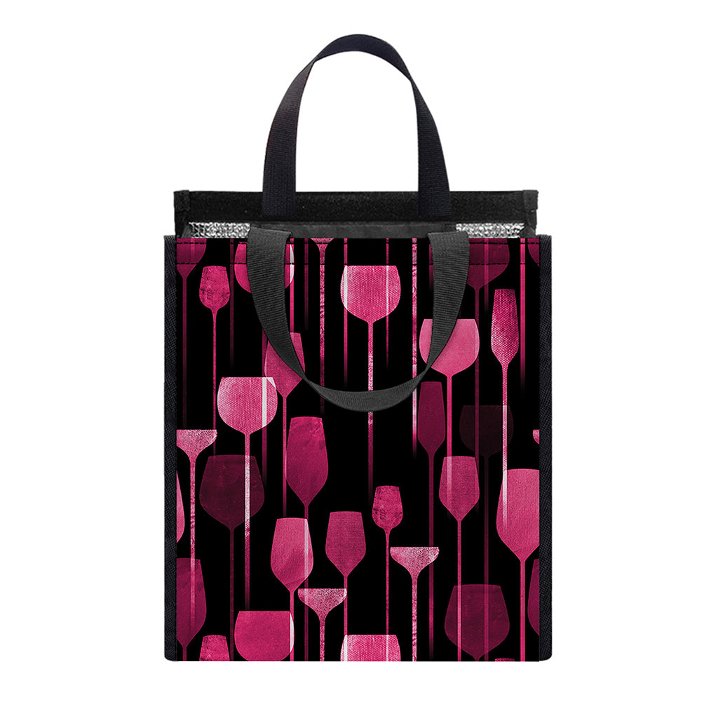 Glasses Of Wine Print Insulated Lunch Tote