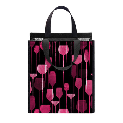 Glasses Of Wine Print Insulated Lunch Tote