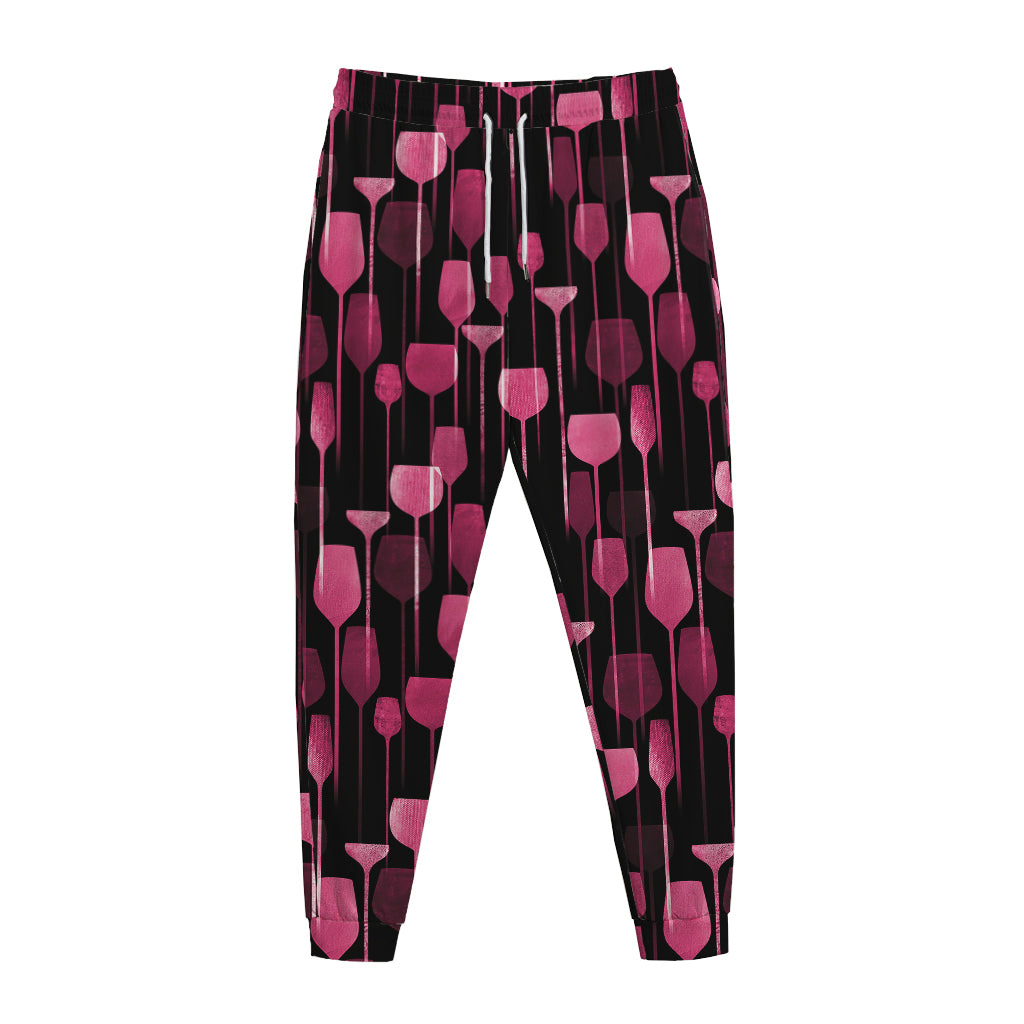 Glasses Of Wine Print Jogger Pants