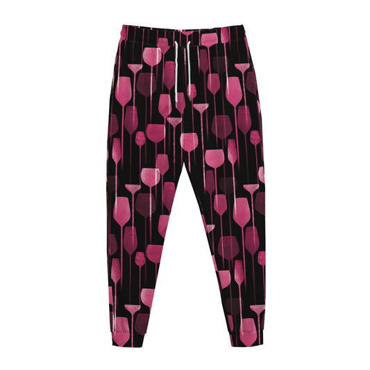 Glasses Of Wine Print Jogger Pants