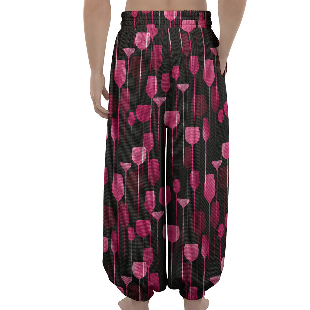 Glasses Of Wine Print Lantern Pants