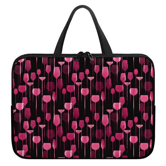 Glasses Of Wine Print Laptop Sleeve With Handle