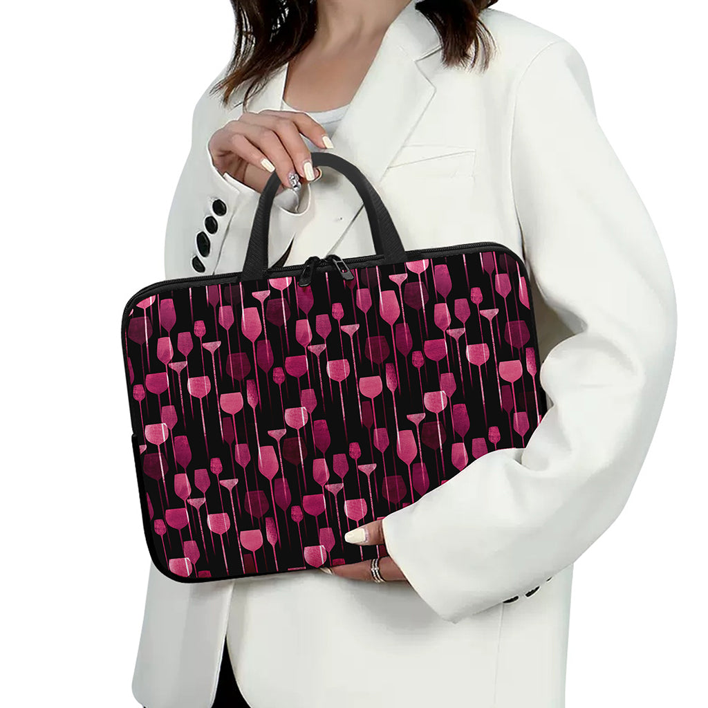 Glasses Of Wine Print Laptop Sleeve With Handle
