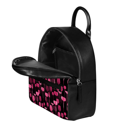 Glasses Of Wine Print Leather Backpack