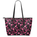 Glasses Of Wine Print Leather Tote Bag With Zipper