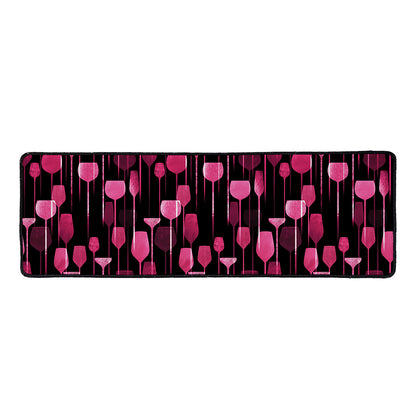 Glasses Of Wine Print Long Kitchen Mat