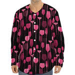Glasses Of Wine Print Long Sleeve Baseball Jersey