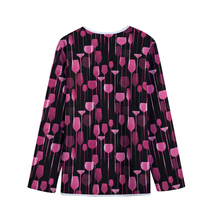 Glasses Of Wine Print Long Sleeve Short Coat
