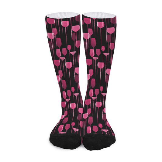 Glasses Of Wine Print Long Socks