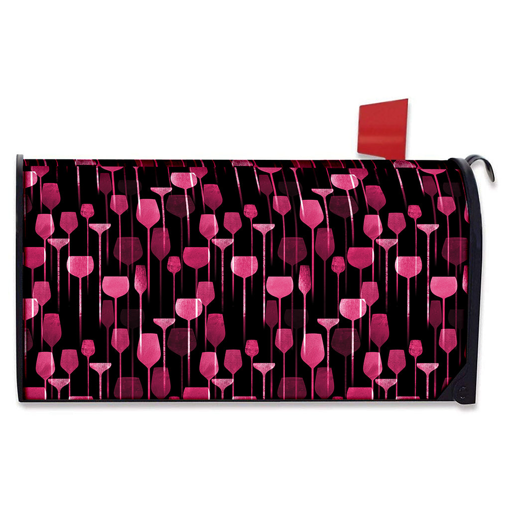 Glasses Of Wine Print Mailbox Cover