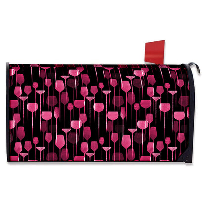 Glasses Of Wine Print Mailbox Cover