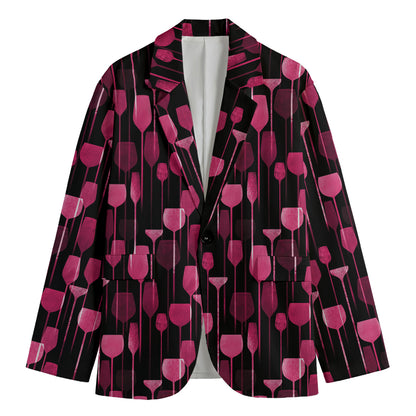 Glasses Of Wine Print Men's Blazer