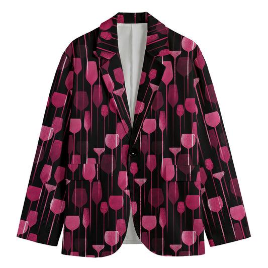 Glasses Of Wine Print Men's Blazer
