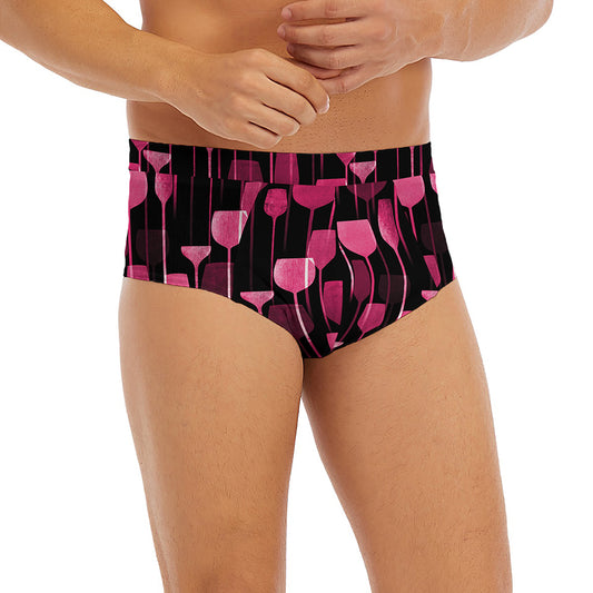 Glasses Of Wine Print Men's Briefs