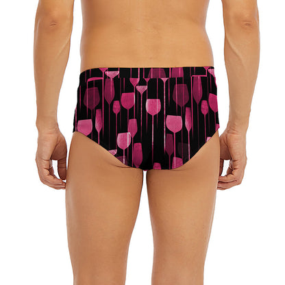 Glasses Of Wine Print Men's Briefs