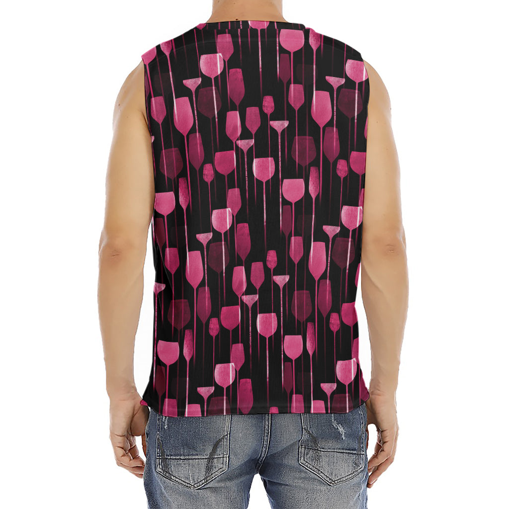 Glasses Of Wine Print Men's Fitness Tank Top