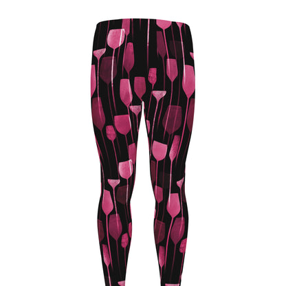 Glasses Of Wine Print Men's leggings