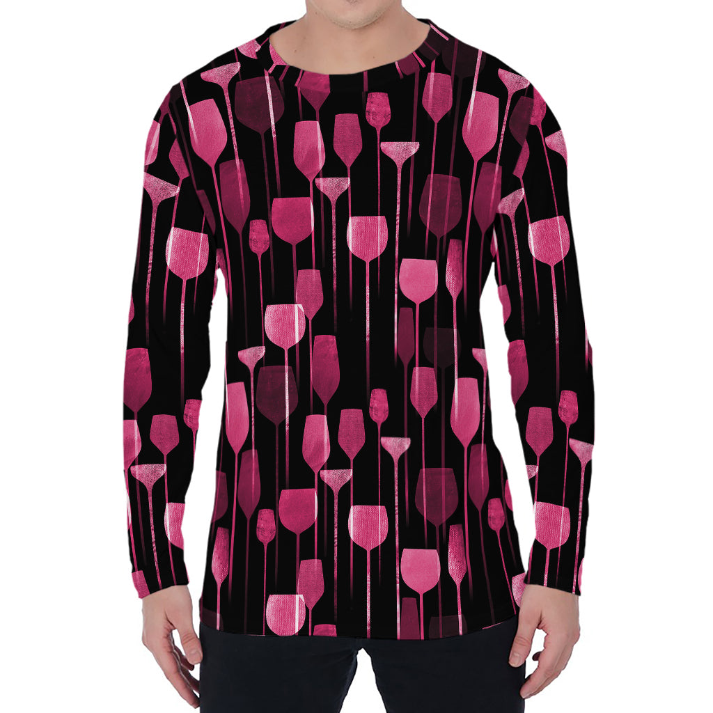 Glasses Of Wine Print Men's Long Sleeve T-Shirt
