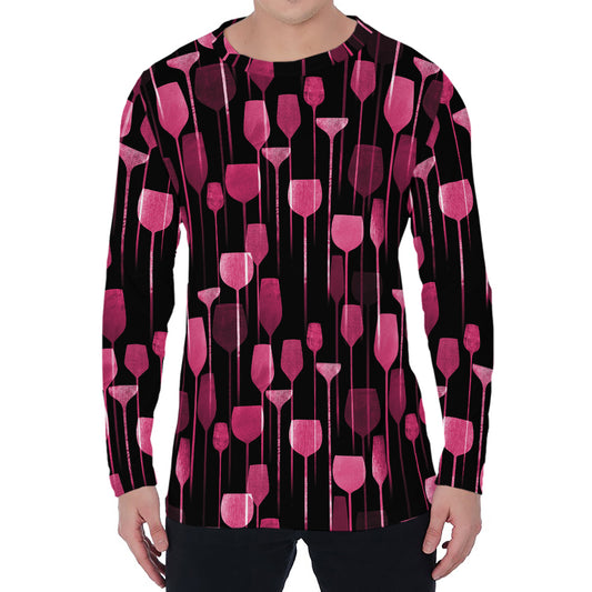 Glasses Of Wine Print Men's Long Sleeve T-Shirt