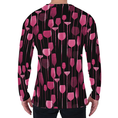 Glasses Of Wine Print Men's Long Sleeve T-Shirt