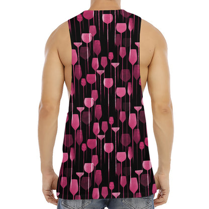 Glasses Of Wine Print Men's Muscle Tank Top