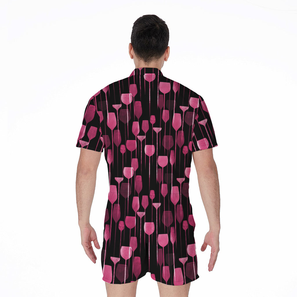Glasses Of Wine Print Men's Rompers