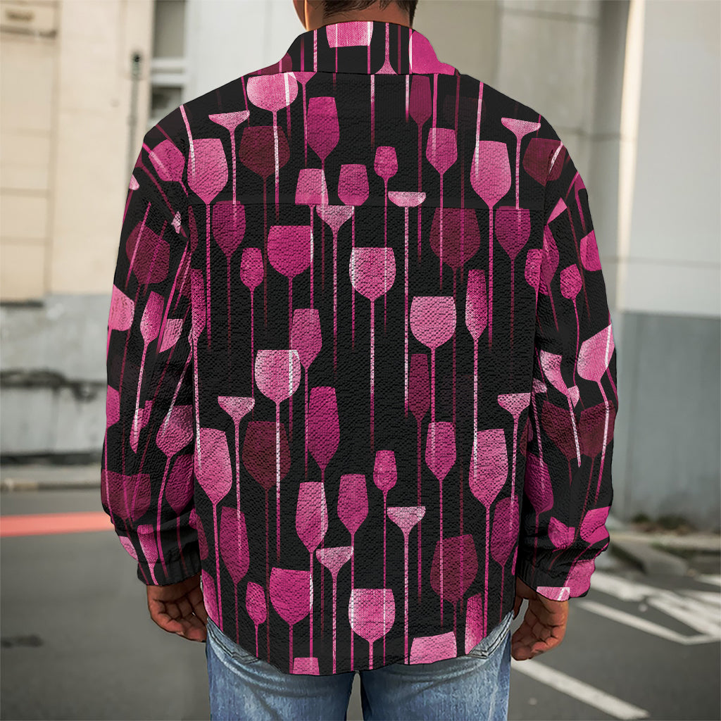 Glasses Of Wine Print Men's Shirt Jacket