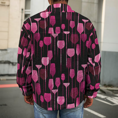 Glasses Of Wine Print Men's Shirt Jacket
