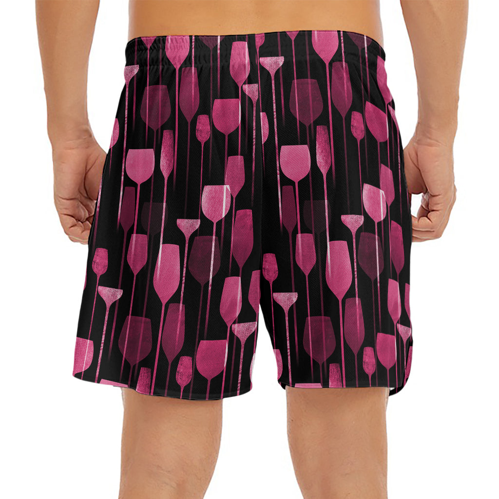 Glasses Of Wine Print Men's Split Running Shorts