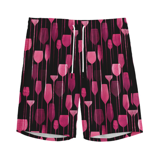 Glasses Of Wine Print Men's Sports Shorts