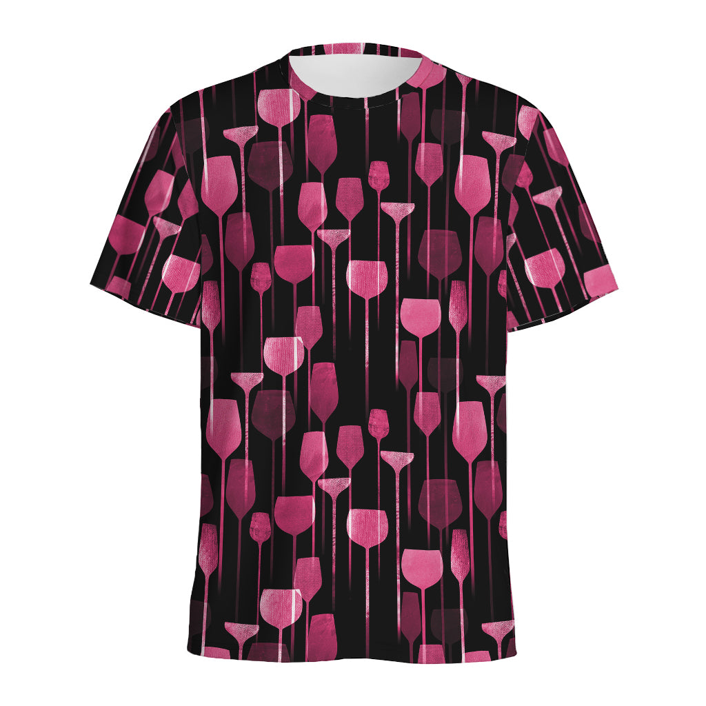 Glasses Of Wine Print Men's Sports T-Shirt