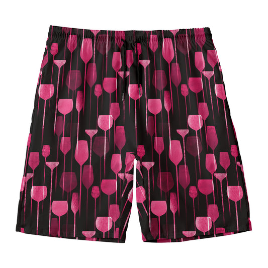 Glasses Of Wine Print Men's Swim Trunks