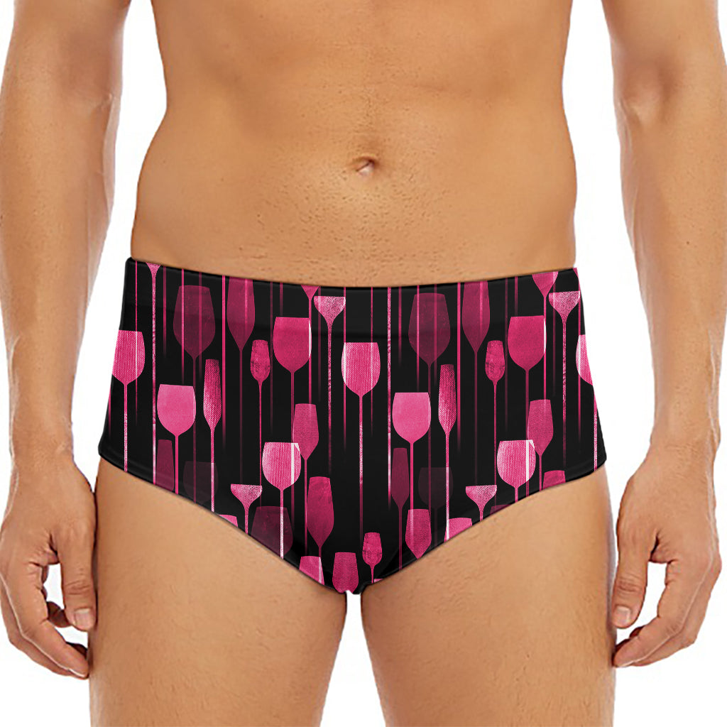 Glasses Of Wine Print Men's Triangle Swim Briefs