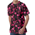 Glasses Of Wine Print Men's Velvet T-Shirt