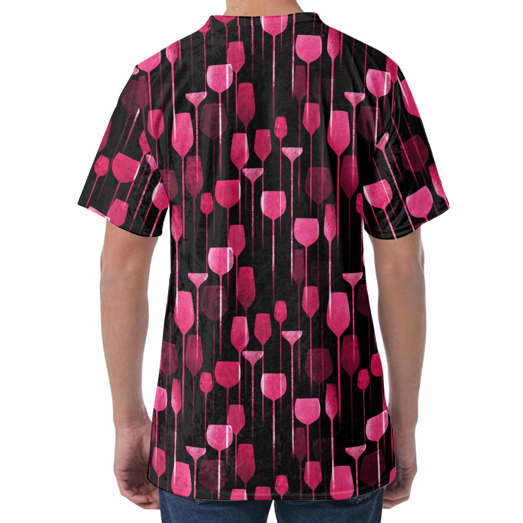 Glasses Of Wine Print Men's Velvet T-Shirt