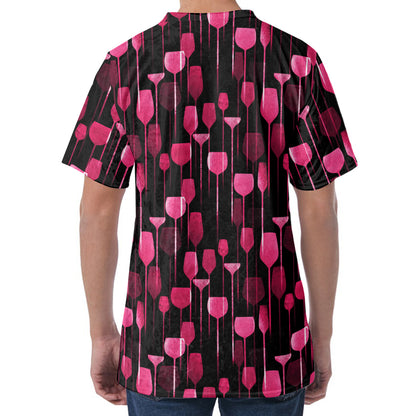 Glasses Of Wine Print Men's Velvet T-Shirt