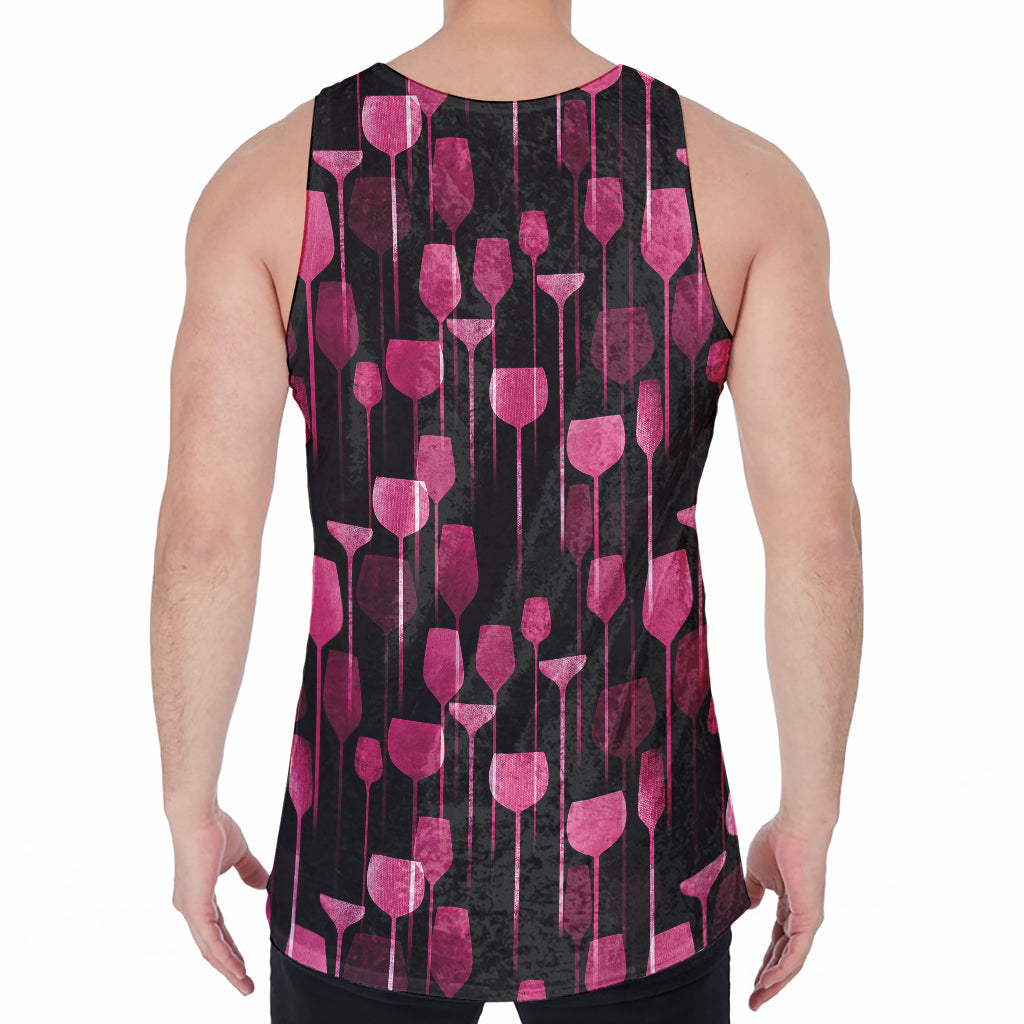 Glasses Of Wine Print Men's Velvet Tank Top